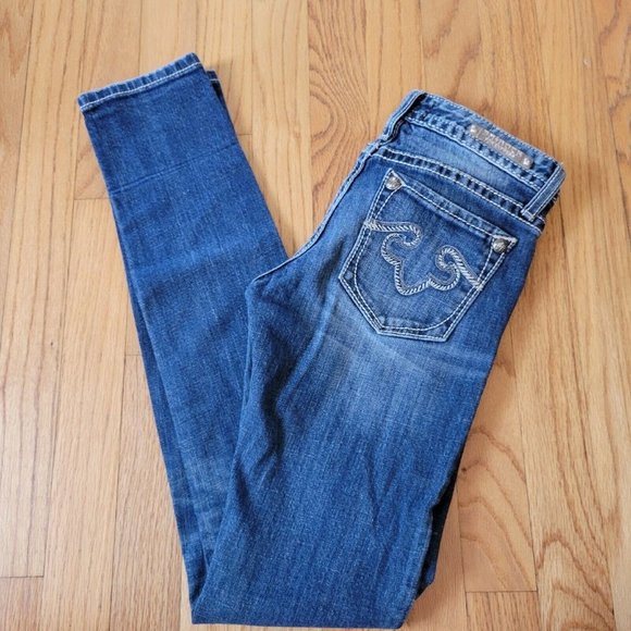 ReRock by EXPRESS - LOW SKINNY Fit STRETCH Blue Jeans - Women Size 4s- PERFECT - Picture 2 of 7